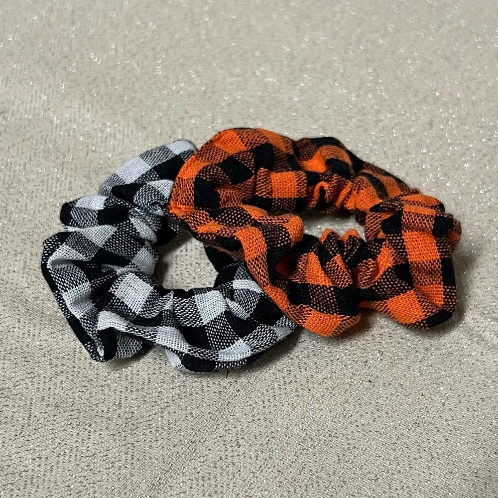 Halloween Plaid Hair Scrunchies, Set of 2